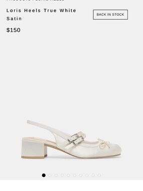 Loris True White Satin Low Block Heel Mules